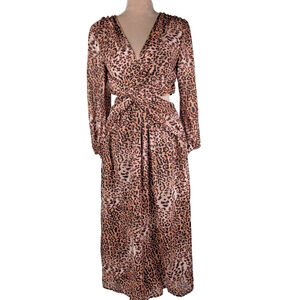 Anthropologie Ranna Gill Leopard Cut Out Midi Dress Brown Black Size S Mob Wife